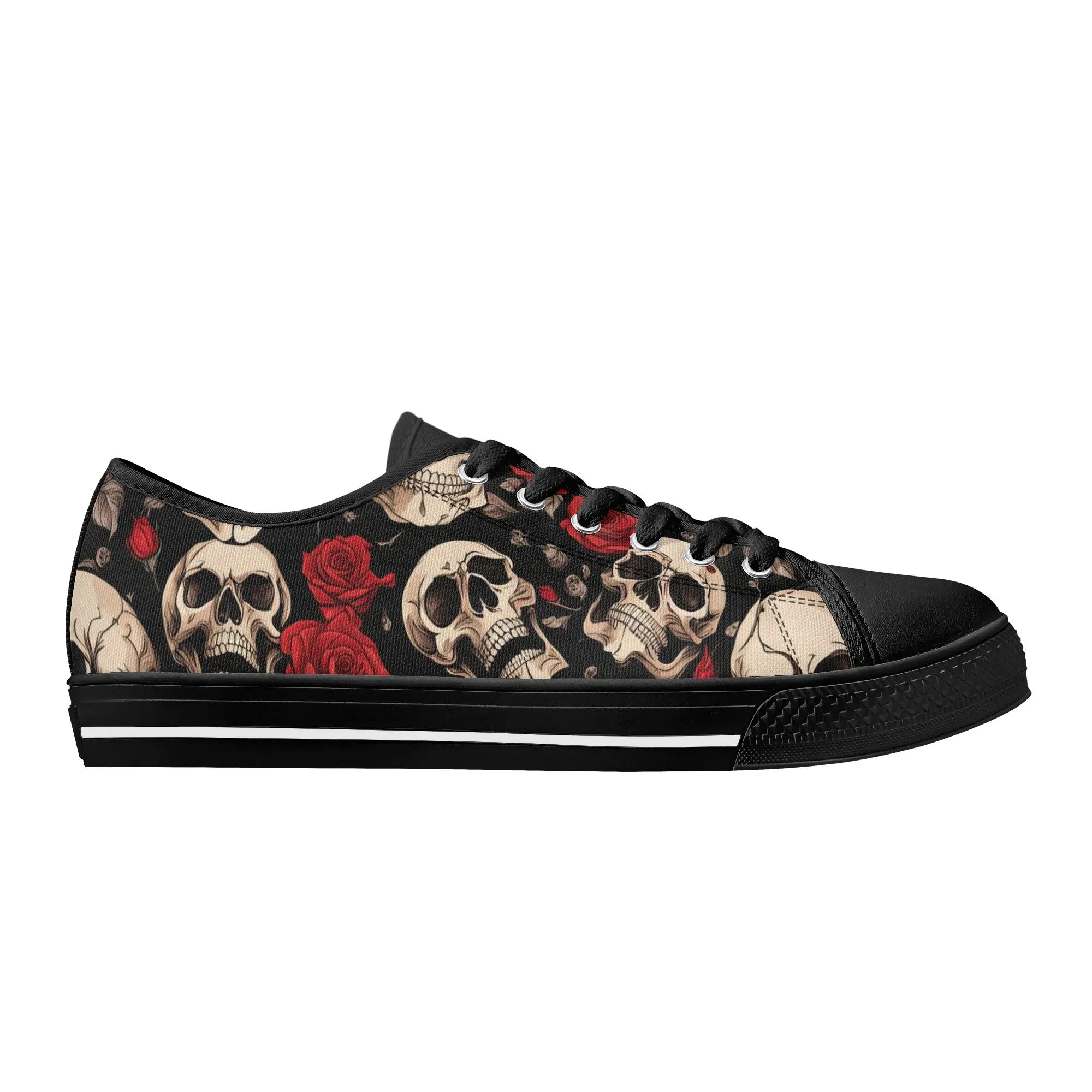 Skulls and Roses Womens Rubber Low Top Sneakers