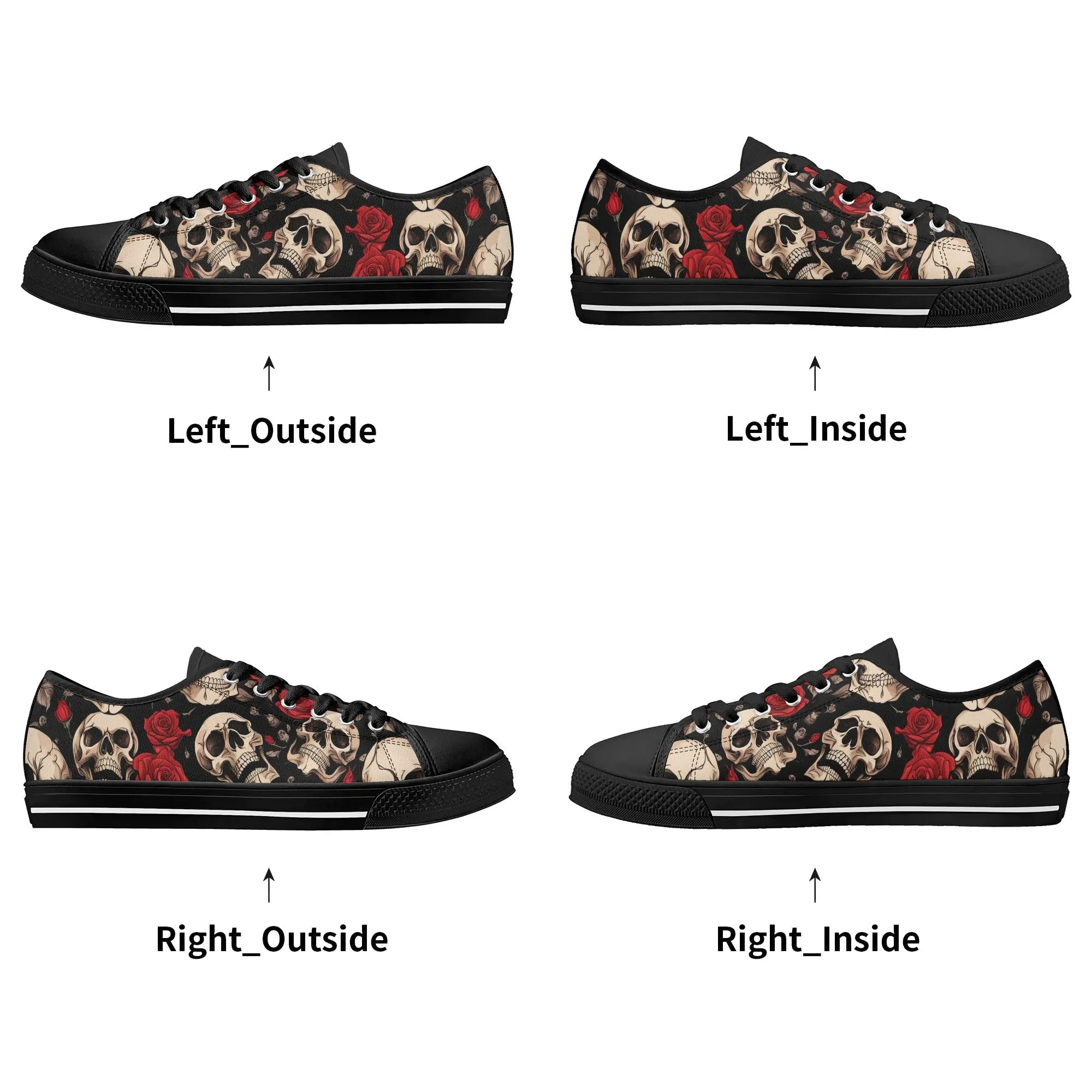 Skulls and Roses Womens Rubber Low Top Sneakers