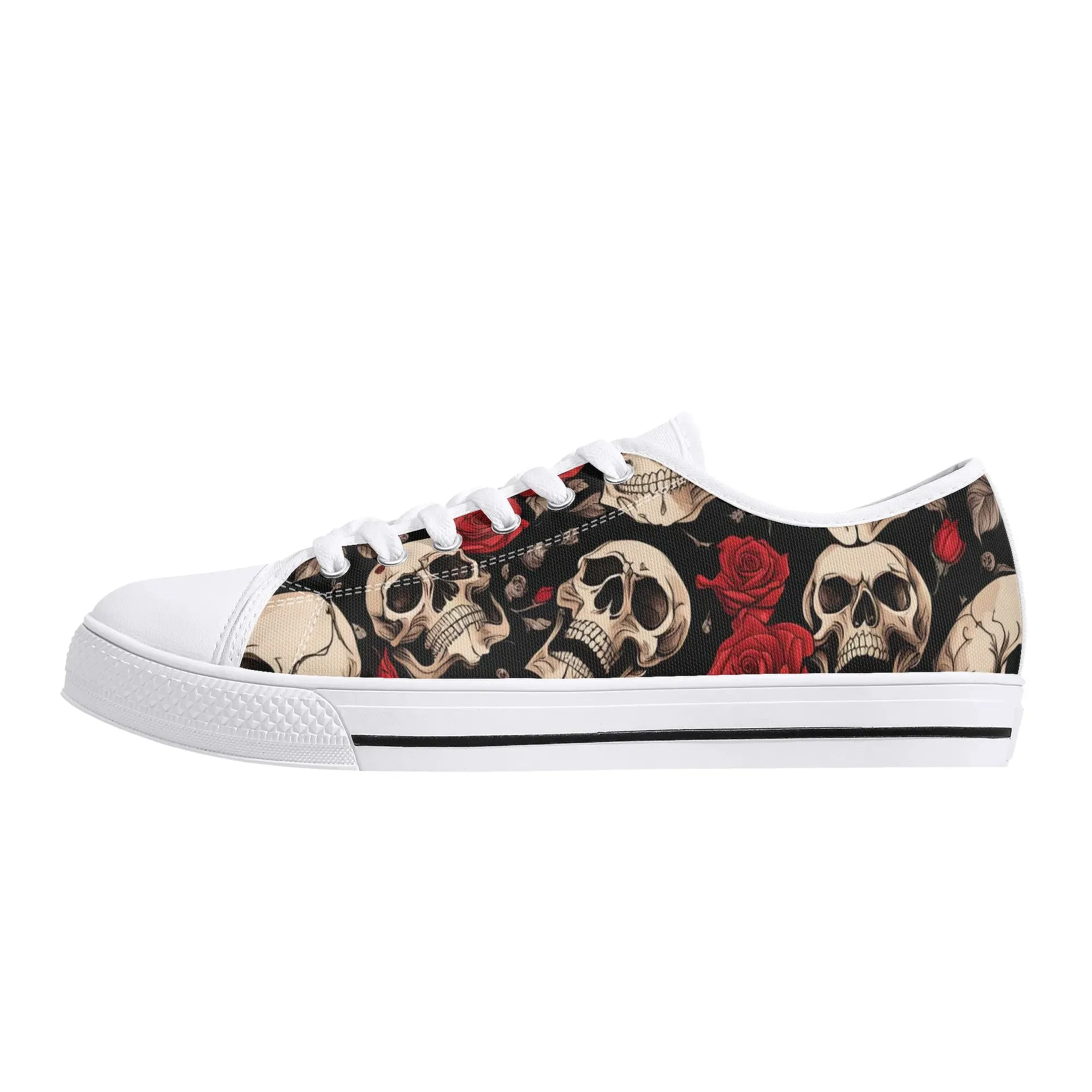 Skulls and Roses Womens Rubber Low Top Sneakers