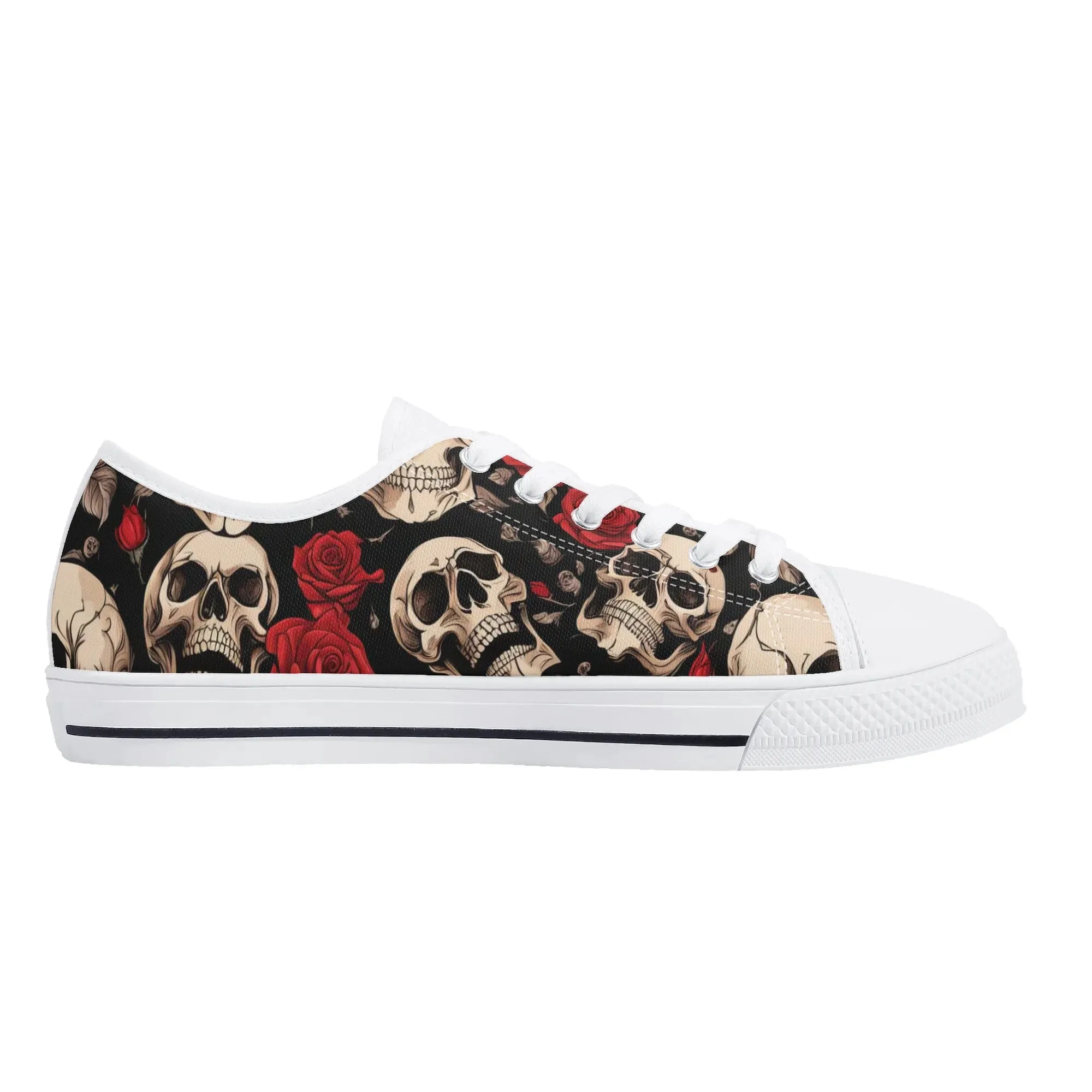 Skulls and Roses Womens Rubber Low Top Sneakers