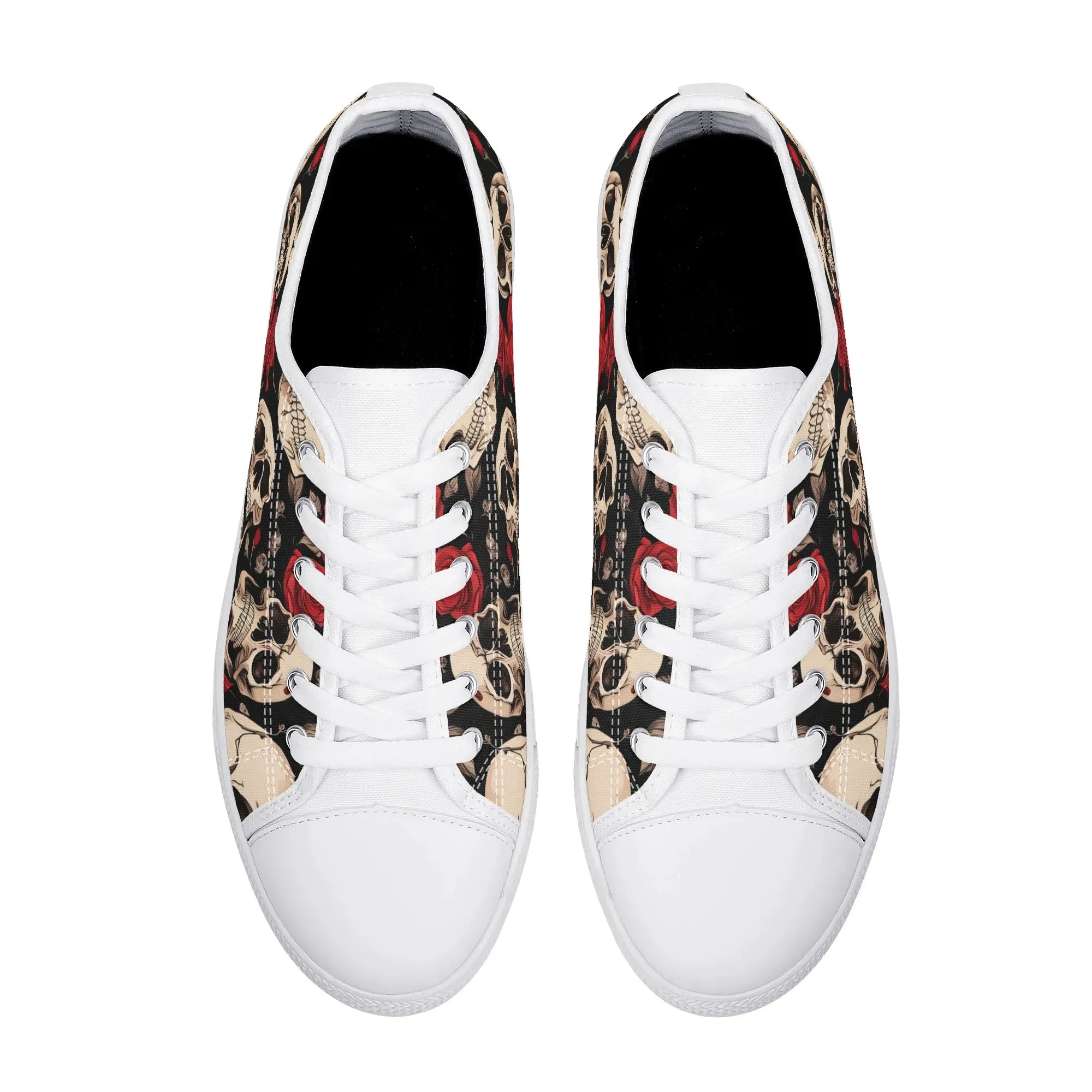 Skulls and Roses Womens Rubber Low Top Sneakers