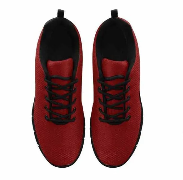 Sneakers for Men - Maroon Red - Canvas Mesh Athletic Running Shoes by inQue.Style