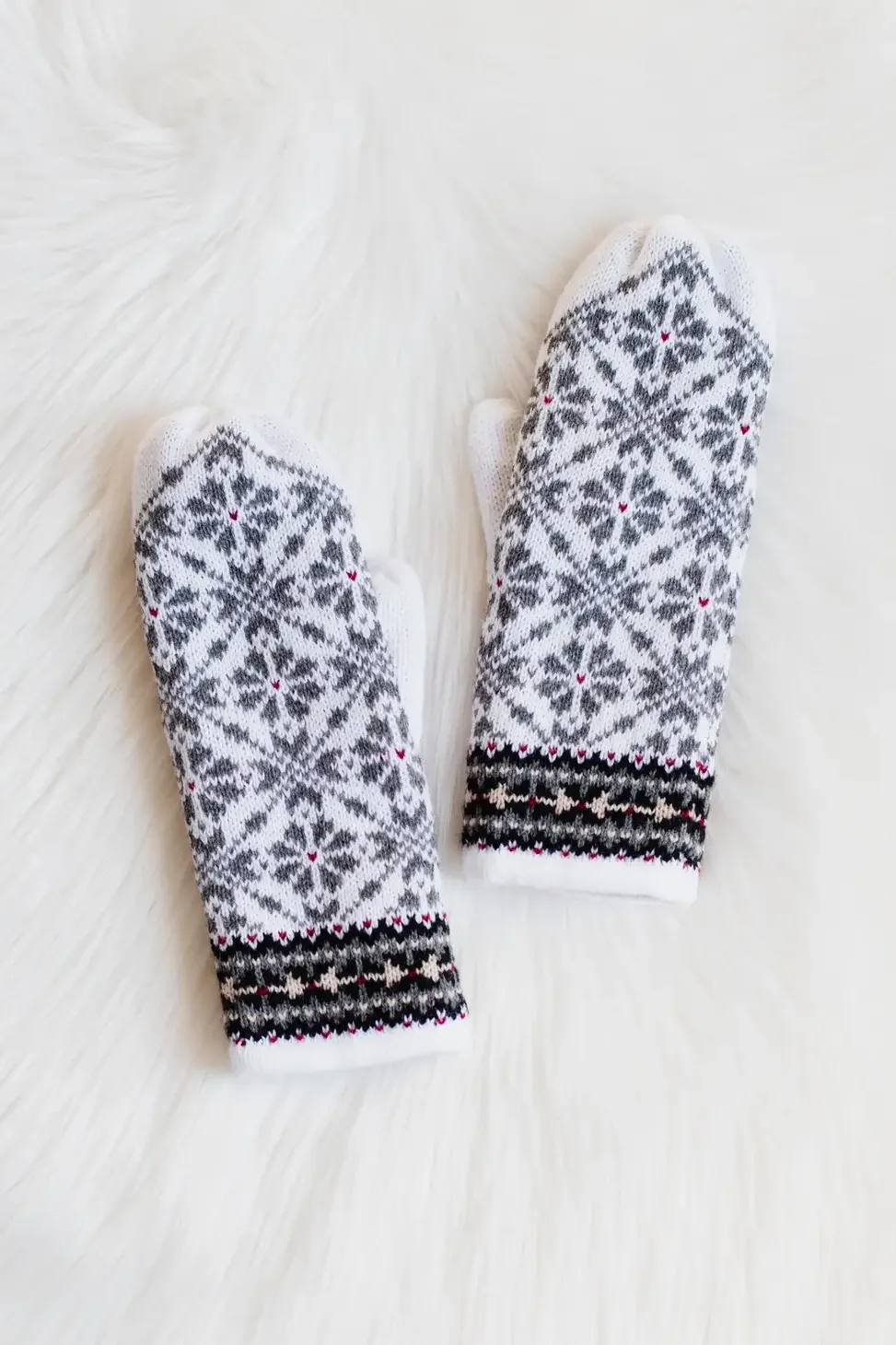Snowflake Knit Mittens