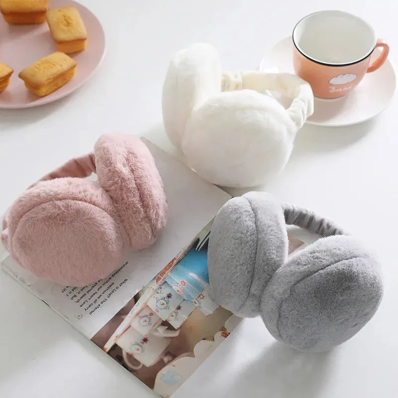 Soft Plush Ear Warmer Earmuffs - Winter Warm Solid Color Earflap Outdoor Cold Protection Ear Cover