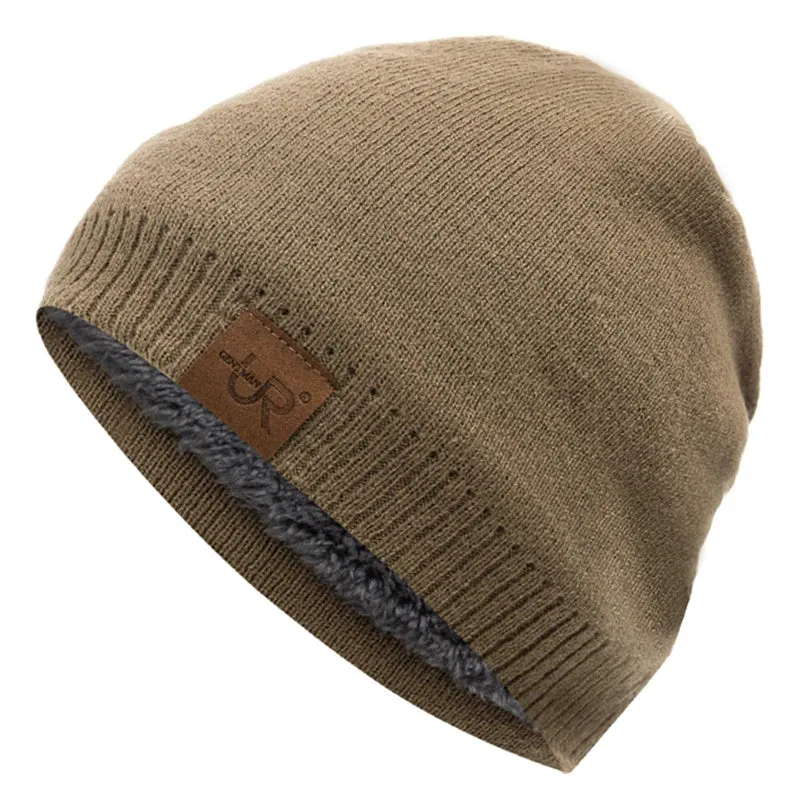 Solid Color Knitted Winter Hats with Fur Lining - Warm Beanie Cap for Men and Women