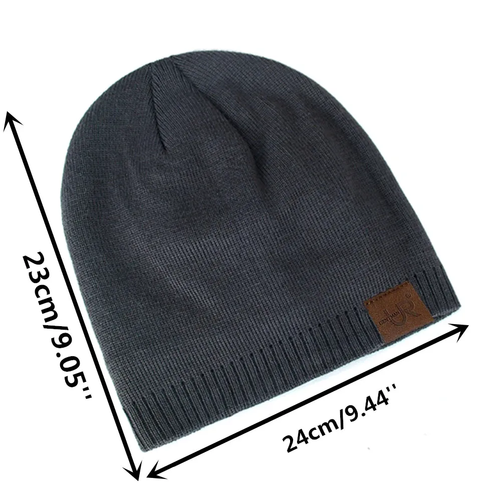 Solid Color Knitted Winter Hats with Fur Lining - Warm Beanie Cap for Men and Women