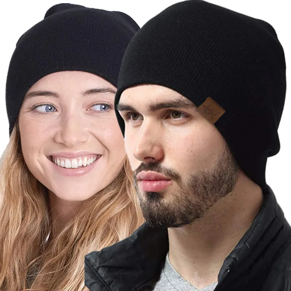 Solid Color Knitted Winter Hats with Fur Lining - Warm Beanie Cap for Men and Women