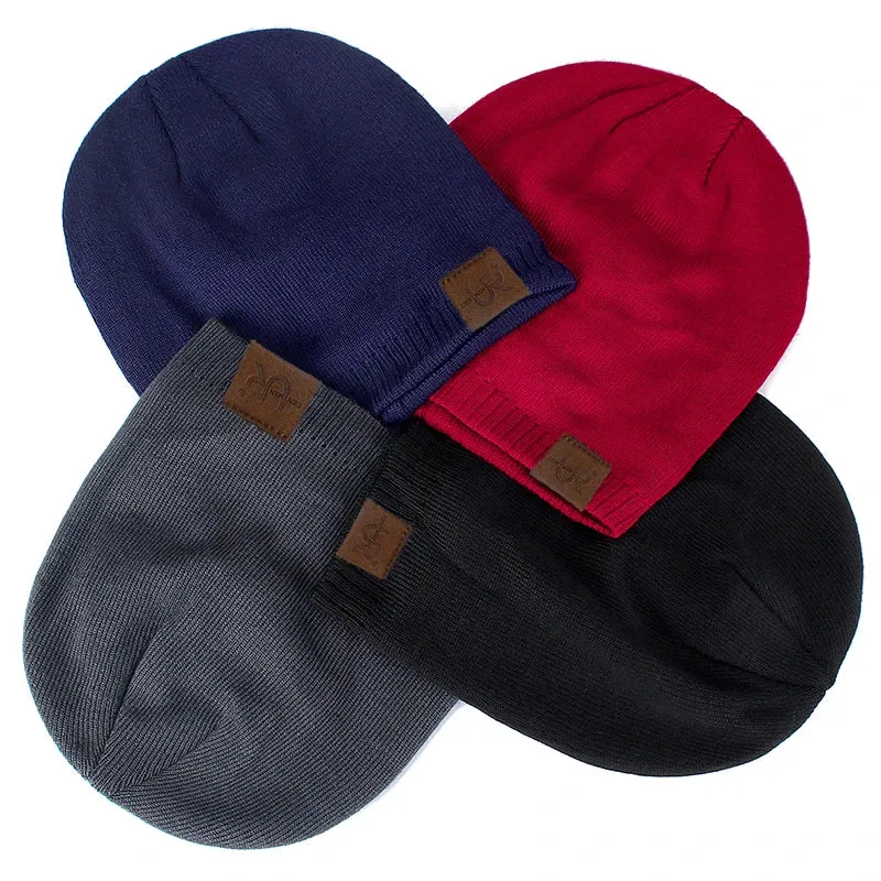 Solid Color Knitted Winter Hats with Fur Lining - Warm Beanie Cap for Men and Women