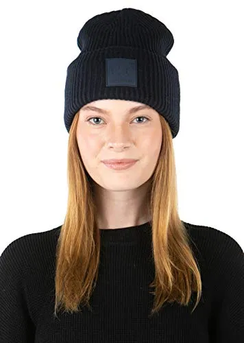 Solid Cuffed Rubber Patch Beanie by Funky Junque