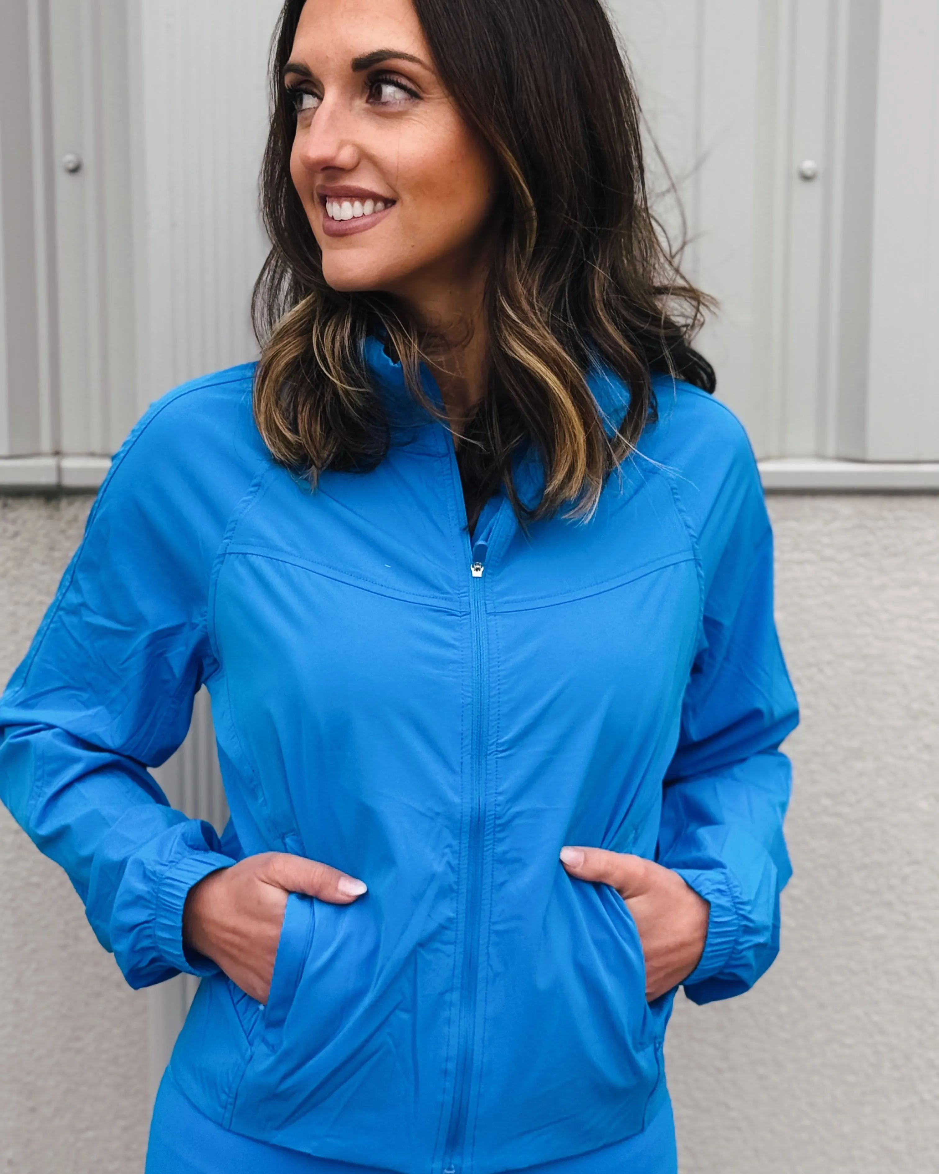 Sonic Blue Nylon Tennis Jacket