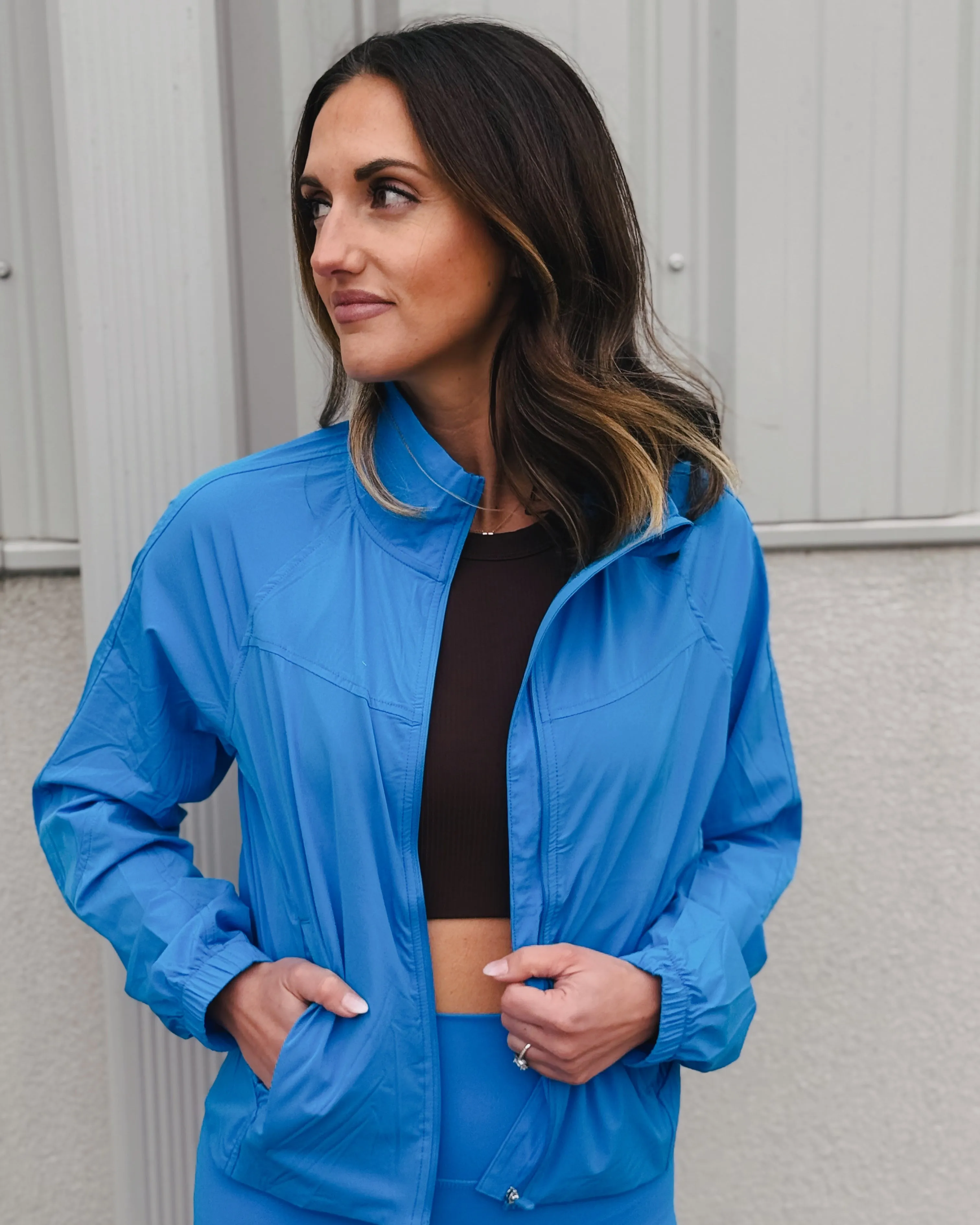 Sonic Blue Nylon Tennis Jacket