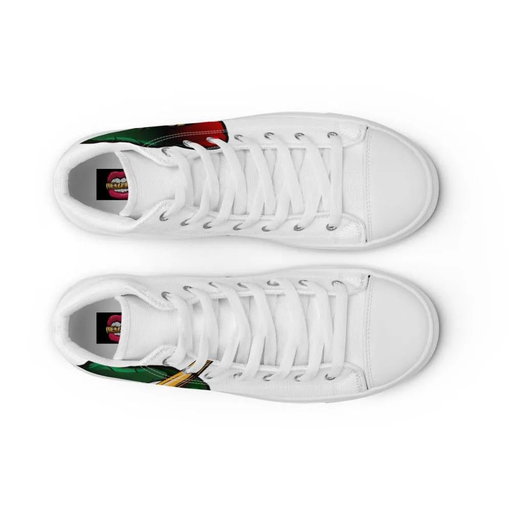 STFU Afrocentric Logo Men’s High Top Canvas Shoes - White