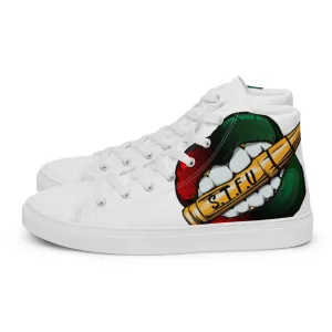 STFU Afrocentric Logo Men’s High Top Canvas Shoes - White