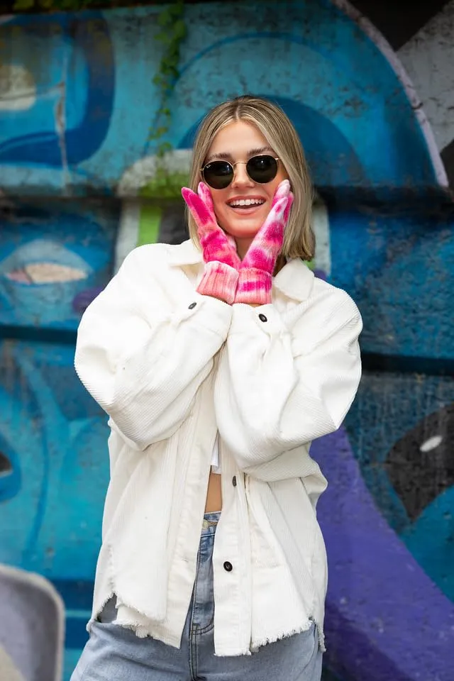 Tie Dye Cable Knit Gloves by Funky Junque