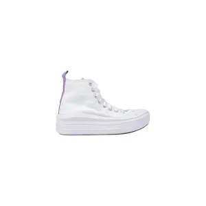 White High Top Sneakers with Purple Accent