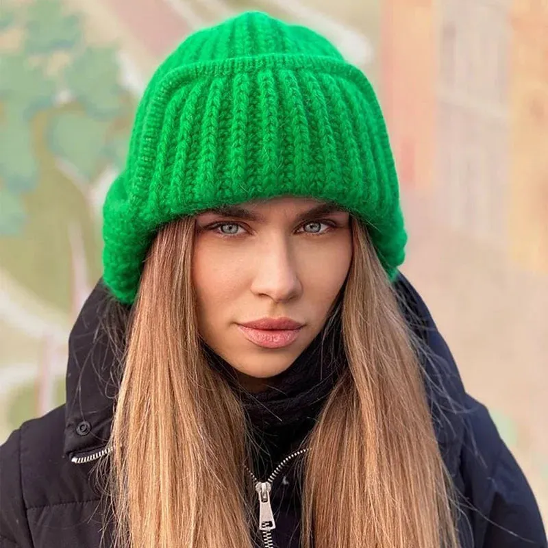 Winter Ladies Knitted Bomber Hat – Cozy Ear Protection for the Cold Season