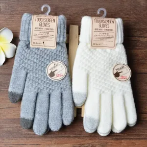 Winter Touch Screen Gloves - Warm Knit Mittens for Women and Men
