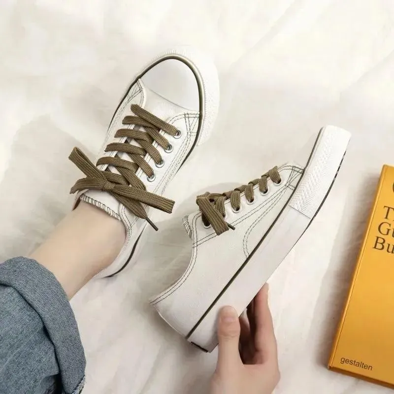 Women's Canvas Shoes Student White Shoes Korean Style Flat Shoes Breathable Sneakers Casual Shoes for Girls