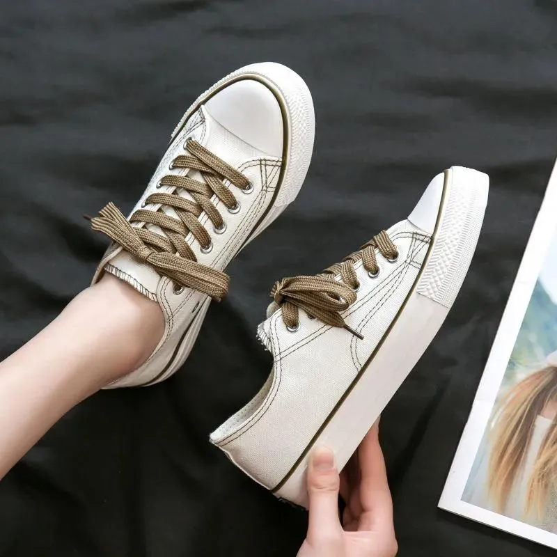 Women's Canvas Shoes Student White Shoes Korean Style Flat Shoes Breathable Sneakers Casual Shoes for Girls