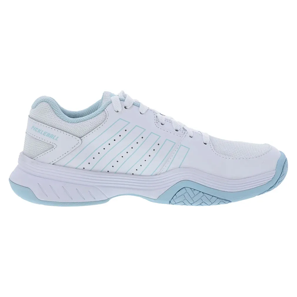 Women's Court Express Pickleball Shoes White and Blue Glow