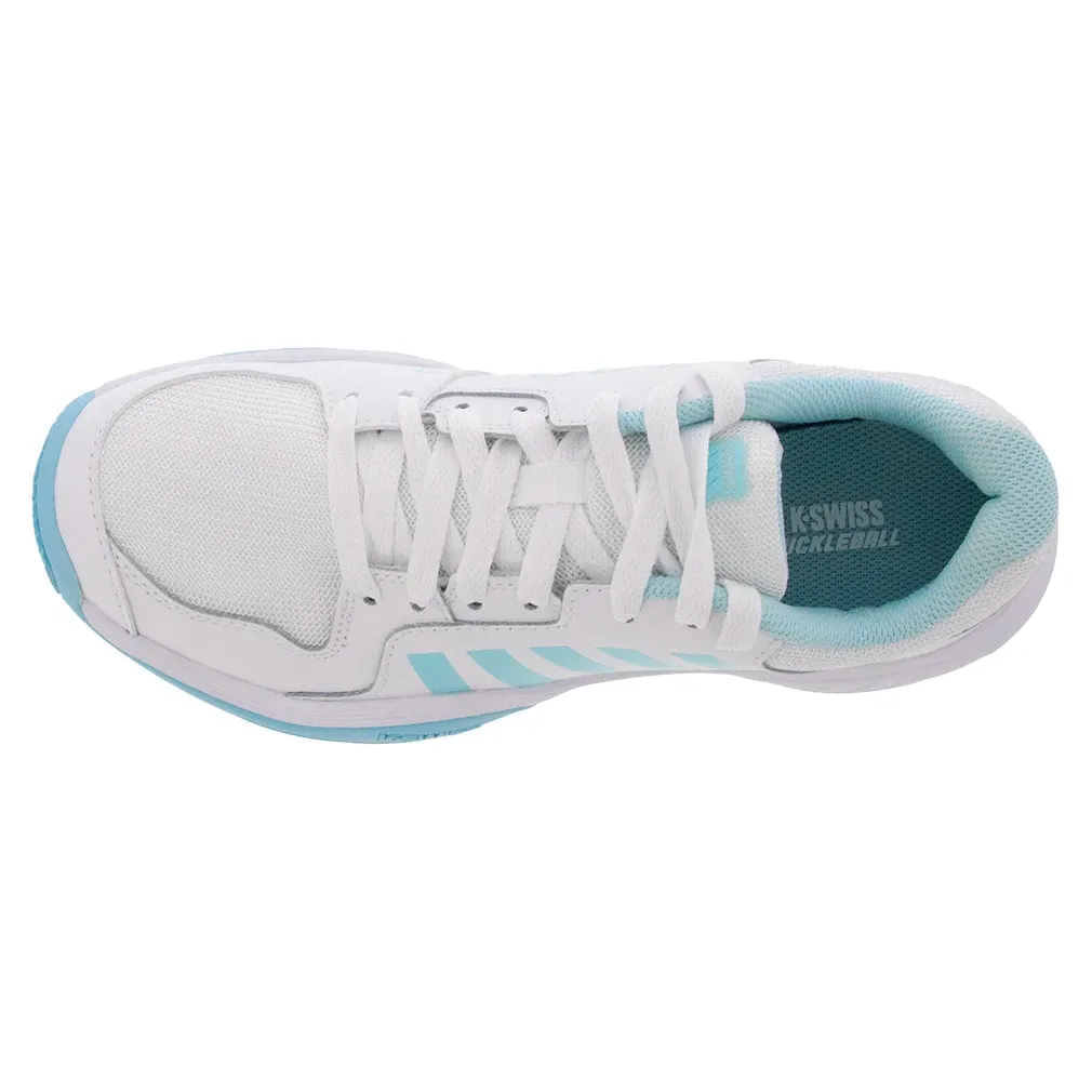 Women's Court Express Pickleball Shoes White and Blue Glow