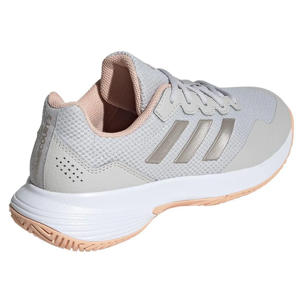 Women`s GameCourt 2 Tennis Shoes Grey One and Cyber Metallic