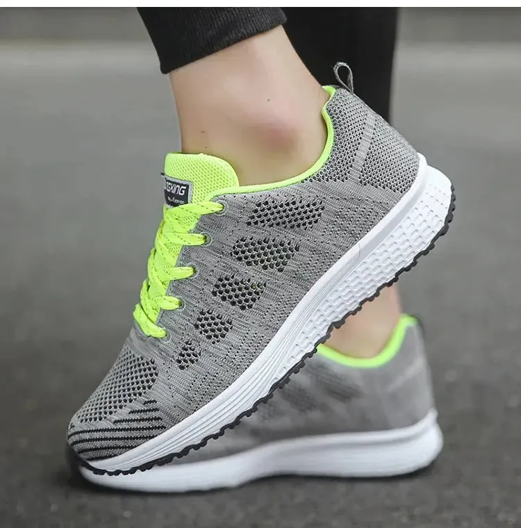 Women's Sneaker 2024 New Fashion Breathable Trainers Comfortable Sneakers Mesh Fabric Lace Up Women's Tennis Shoes For Women