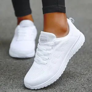 Women's Sneaker 2024 New Fashion Breathable Trainers Comfortable Sneakers Mesh Fabric Lace Up Women's Tennis Shoes For Women
