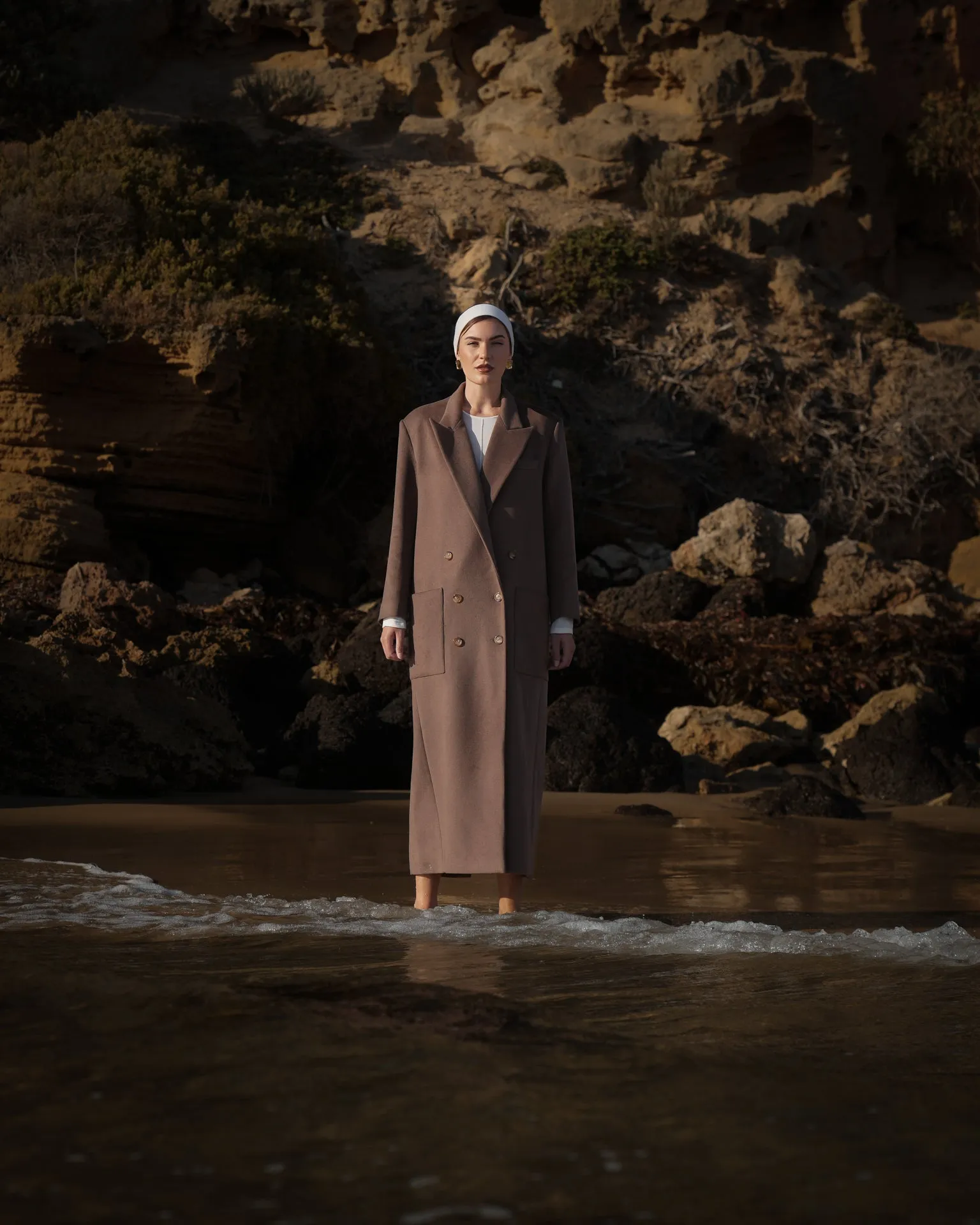 WOOL LONGLINE COAT RICH CACAO