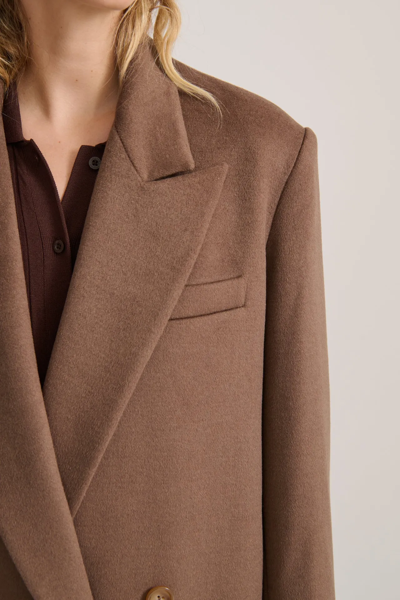 WOOL LONGLINE COAT RICH CACAO